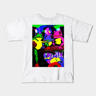 Frog Family and a Rainbow Waterfall Kids T-Shirt